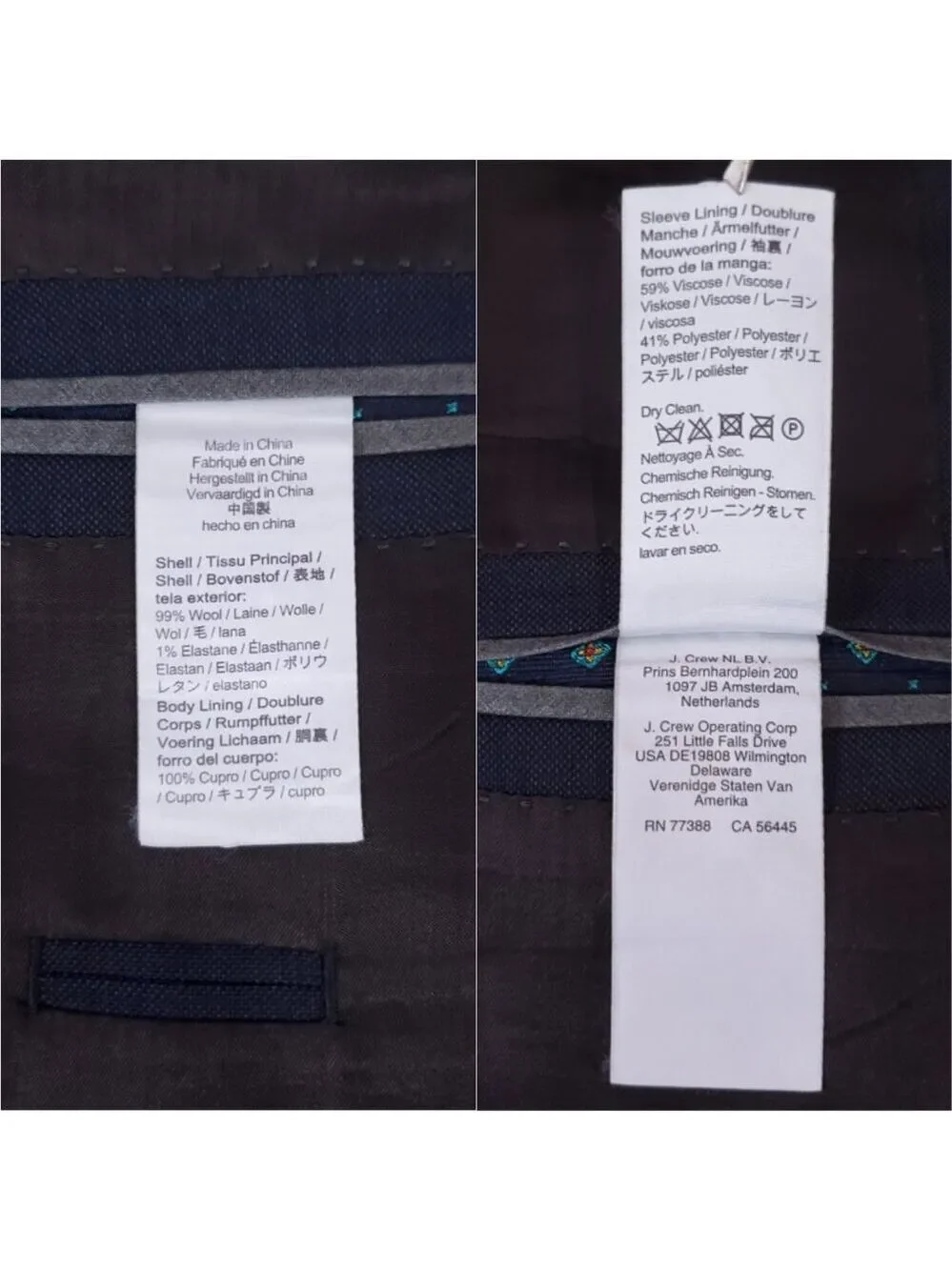 J. Crew Ludlow Slim fit Suit Jacket 42L Tollegno 1900 Italian 3D Wool Navy J3272
